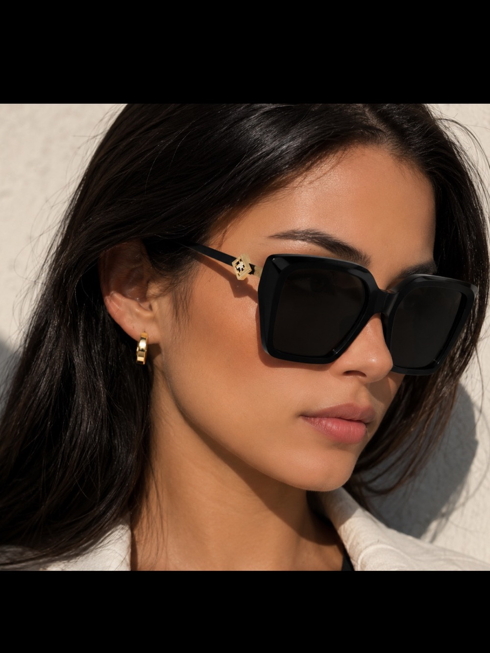 Black Square Sunglasses with Gold Accent - Designer Style